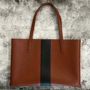 Vince Camuto Brown Black Pebbled Vegan Leather Tote